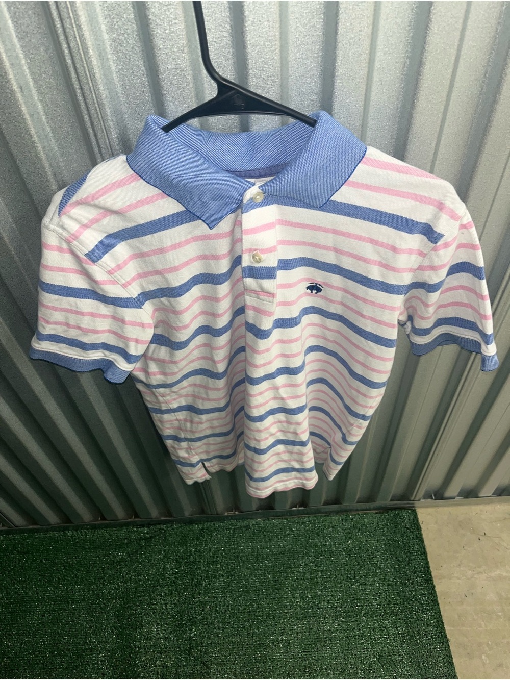 Brooks Brothers Blue and White Striped Performance Polo